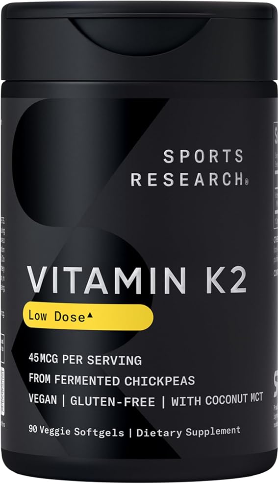 Sports Research Vitamin K2 (MK-7) 45mcg w/Coconut MCT Oil, 90 Count