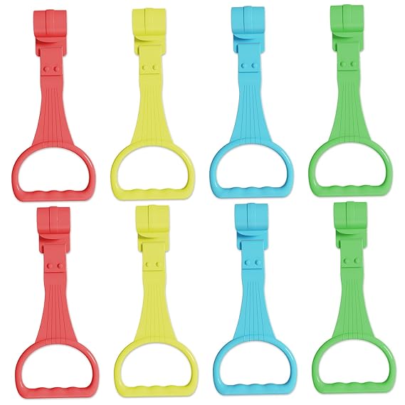 8Pcs Baby Pull Up Rings, 4 Colors Playpen Pull Up Rings, Hanging Plastic Walking Assistant Crib Accessories for Infant Baby Toddler Practice Tool Playpen Bar