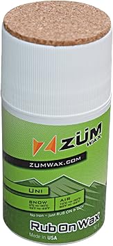 ZUMWax Rub-On Ski/Snowboard/Nordic/Cross-Country Wax 70g, UNIVERSAL, Easy cork applicator, long-lasting performance, secret vanilla scent, Made in USA, PFAS-free Great for quick waxing on the go