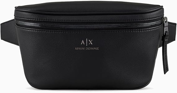 Armani Exchange Men's Leather Waist bag, Black, One Size