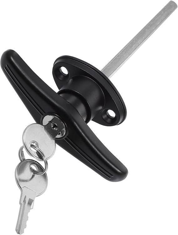 Non-Locking Garage Lock Door Hardware Assembly Kit Shaft Keys with Handle Barn T-Handle Long Locking Keyed Accessory