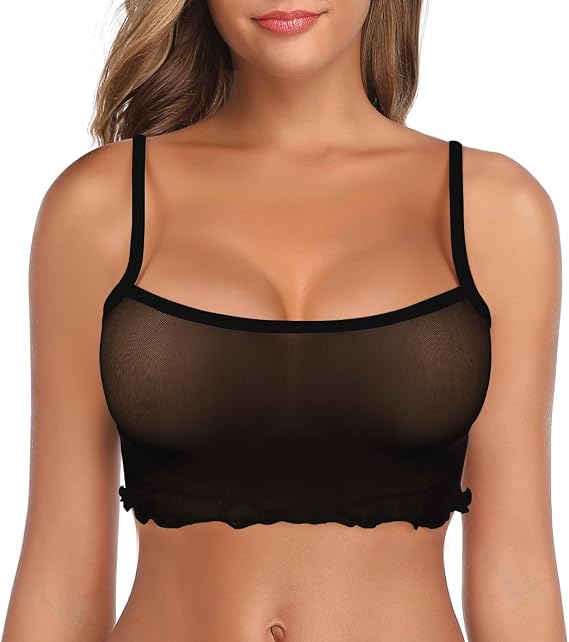 SHERRYLO Sheer Mesh Bikini Top See Through Tank Top for Women Beach Coverup