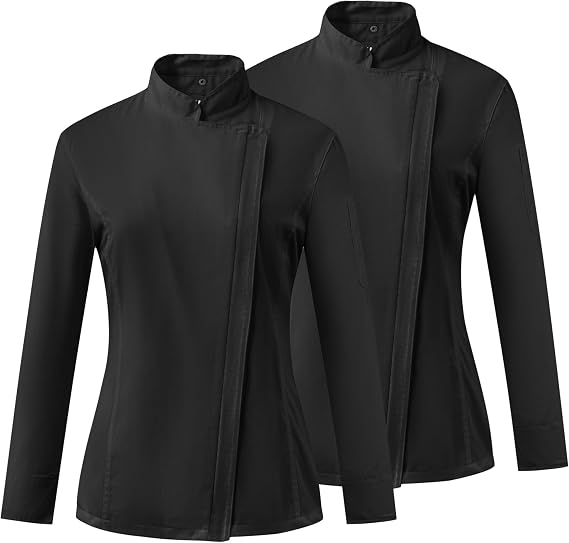 Ubon Chef Jacket for Women, Zipper Chef Coat with Side Mesh Vents