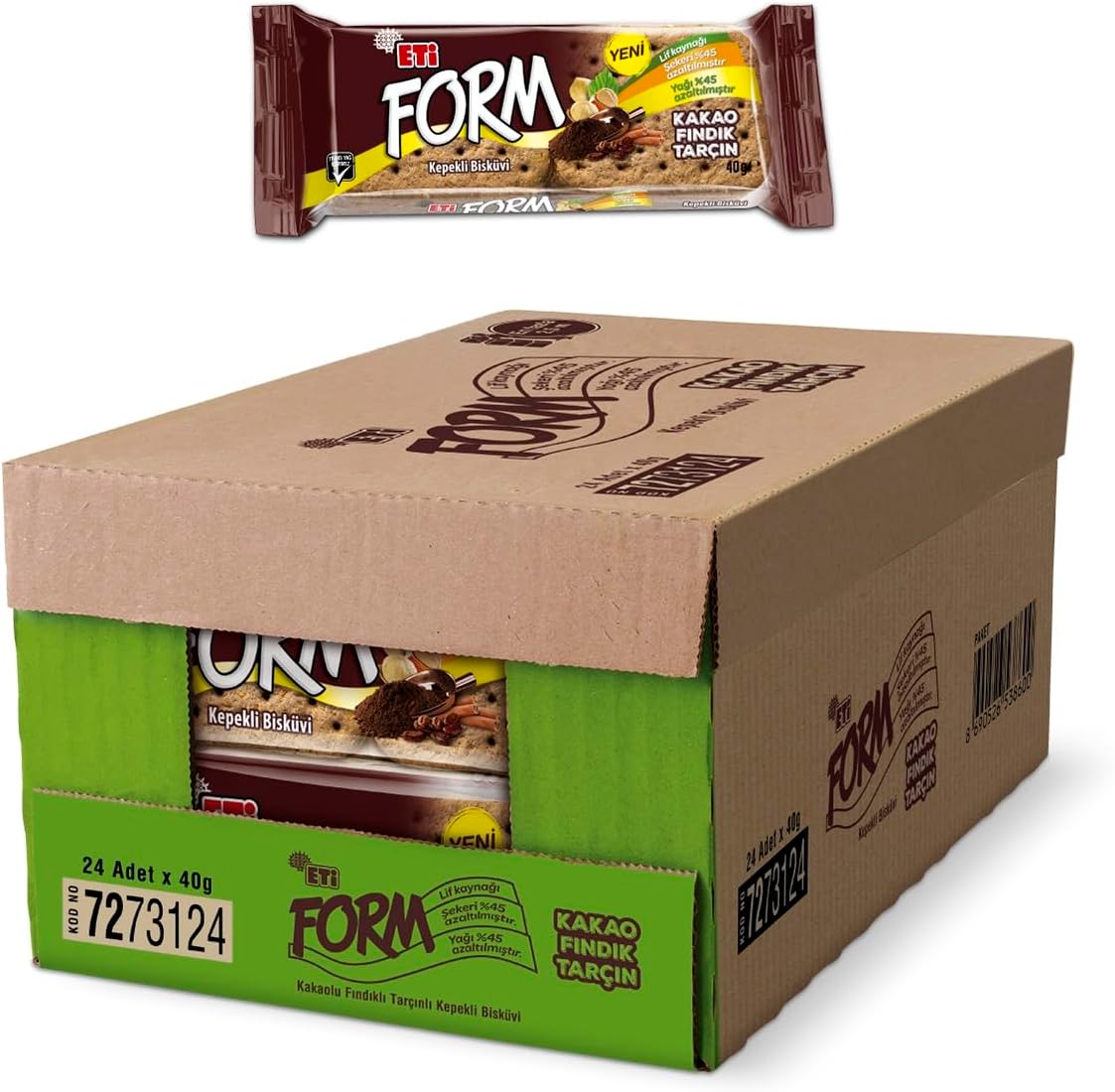 Meat Form Cocoa, Hazelnut Cinnamon Whole Wheat Biscuit 40 g x 24 Pieces
