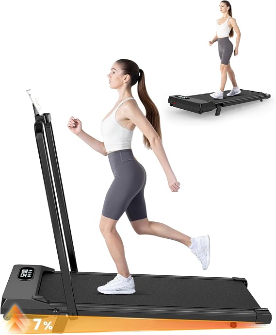 HomeFitnessCode Walking Pad Treadmill with Incline, 5% Incline & 5MPH Under Desk Portable Treadmill for Home Office, Compact & Small, Ultra Quiet with 300+ Lb Capacity