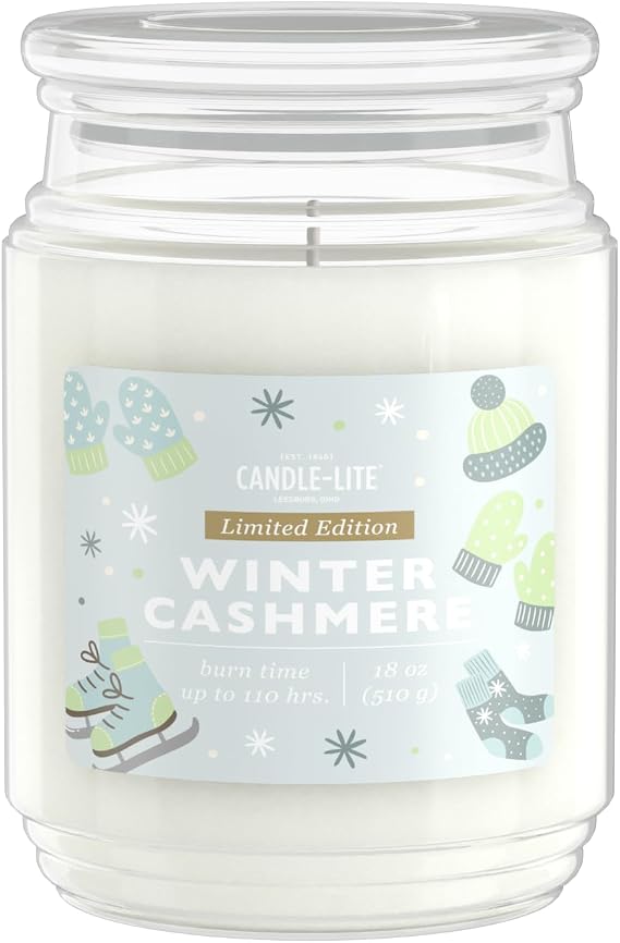 Candle-lite Holiday Scented Candles, Golden Saffron & Bourbon Caramel Blend, 18 oz Single-Wick Jar, Proudly Poured in USA, Christmas Home Decor, 110 Hours of Burn Time, Holiday Gift for Men and Women