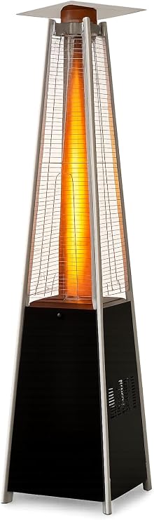 BTExpert 48000 BTU Pyramid Patio Heater for Outdoor Double Layer Stainless Steel Burner Triple Protection System Quartz Glass Tube Propane Heater for Home & Commerical Black