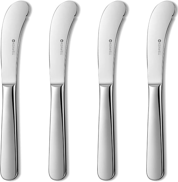 KEAWELL Premium 4-Piece 6.7" Louise Butter Knives, Stainless Steel, Dishwasher Safe