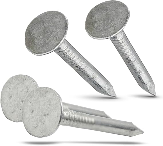 (200 Pack) 1 Inch - Galvanized Roofing Nails Professional Grade - Used to fasten roofing felt, asphalt singles & insulation board (200)