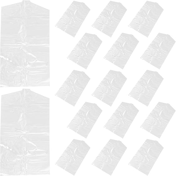 60PCS Garment Bags for Hanging Clothes: Plastic Garment Bags Clear Clothes Covers Dry Cleaner Bags Hanging for Dry Cleaner Home Storage Travel