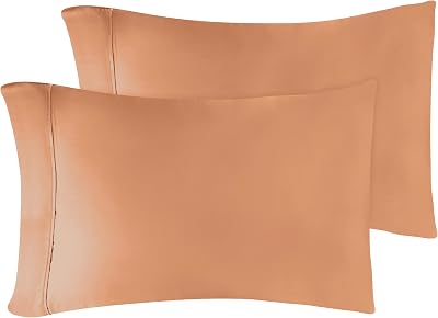 Superior Combed Cotton, 300 Thread Count Pillowcases Set of 2, Single Ply Cotton, Soft and Luxurious Bedding Sets - 20 x 40 King Pillowcase, Beige
