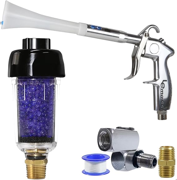 LE LEMATEC Air Tool Detailing Kit Blow Gun, Swivel, Dryer Set