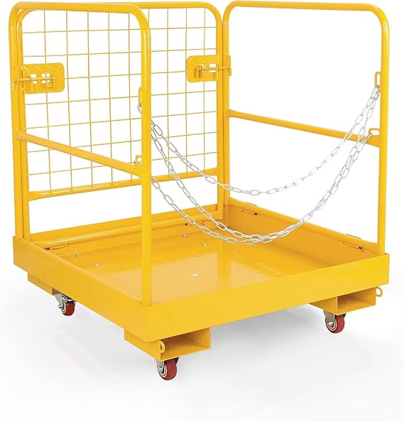 Forklift Safety Cage, 1200lbs Capacity Forklift Man Basket, 36'' X 36'' Foldable Forklift Work Platform for 1-2 People with 4 Wheels, Perfect for Aerial Work,36"