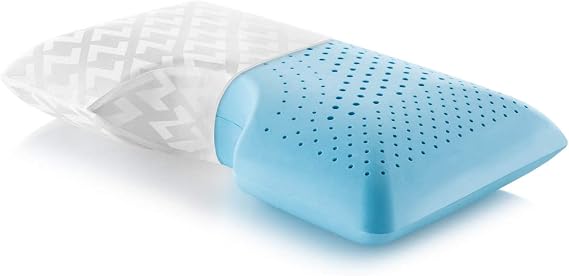 MALOUF Z Shoulder Zoned Dough Memory Foam Pillow - Gel Infused - Premium Tencel Cover - Mid Loft - Queen, Blue