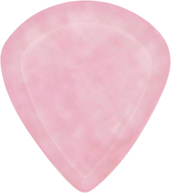 Rose Quartz Stone Guitar Or Bass Pick - 3.0 mm Ultra Heavy Gauge - Jazz Shape - Specialty Handmade Gemstone Exotic Plectrum