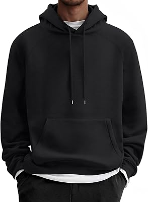 COOFANDY Mens Fleece Hoodie Long Sleeve Hooded Sweatshirt Casual Basic Essential Drawstring Pullover Hoodie With Pocket