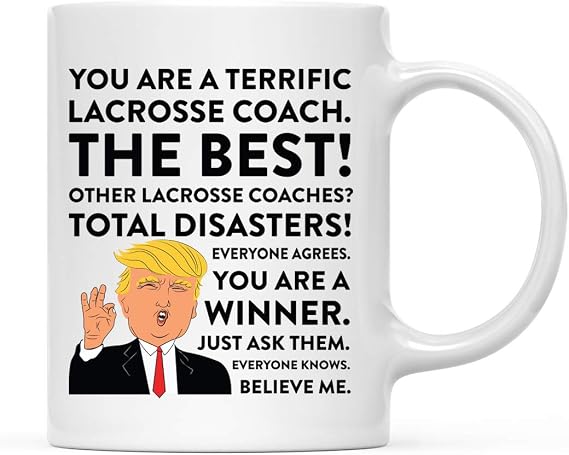 Andaz Press 11oz. Funny President Trump Coffee Mug Gag Gift, Lacrosse Coach, 1-Pack, Includes Gift Box, Christmas Birthday Graduation Gift Ideas