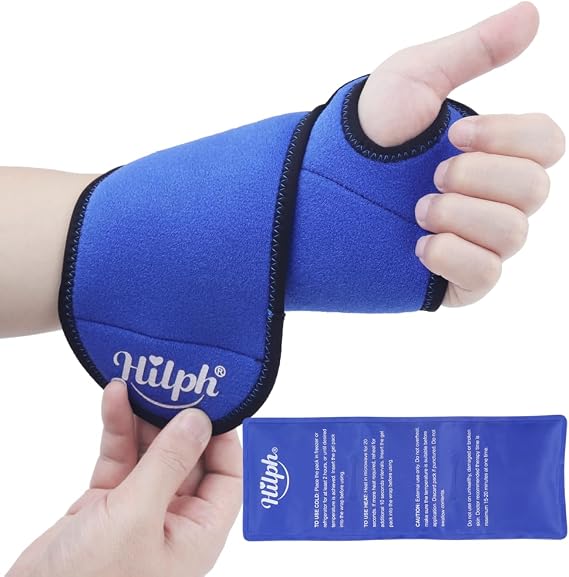 Hilph Wrist Ice Pack Wrap for Carpal Tunnel Relief, FSA Eligible HSA, Reusable Wrist Hot & Cold Therapy Brace for Hand Injuries, Arthritis, Tendonitis, Surgery Recovery Items Gifts Men Women, Blue