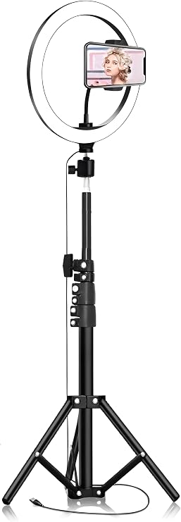 Ring Light 26cm Halka Işık + Tripod Ayak – Bluetooth Uzaktan Kumandalı – 3 Işık Modu & 10 Parlaklık Seviyesi – USB Bağlantılı Telefon Tutuculu Fotoğraf ve Video Çekim Işığı (RİNG)