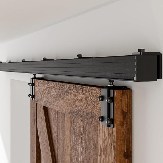 96"/8FT Box Rail Hardware Heavy Duty Sliding Barn Door Track, Aluminium Alloy Wall Mount Kit for Single Door, Smoothly and Quietly Easy to Install (No Door)