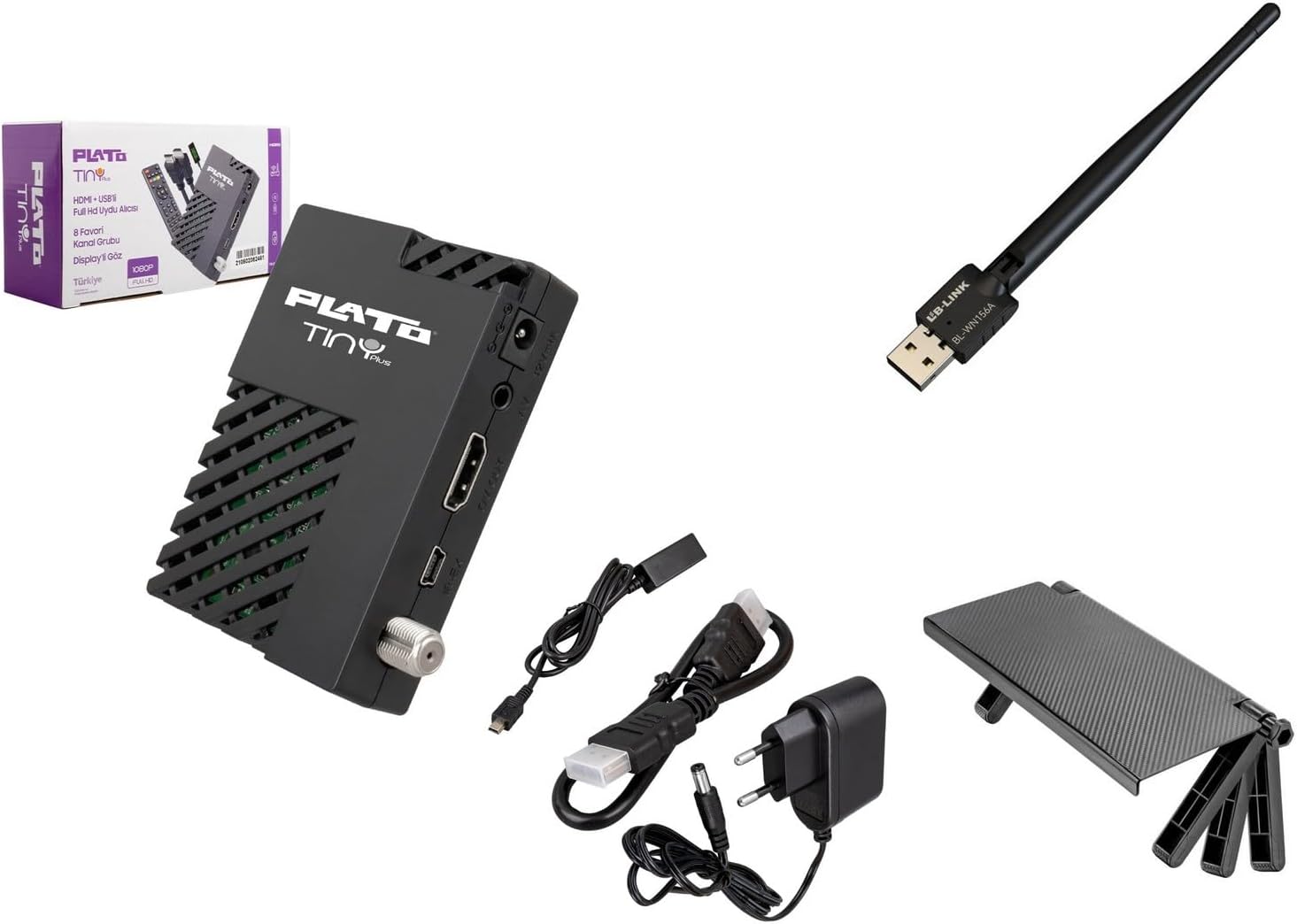 Plato Tiny Plus, Wifi ‘li, Tv Top Stand, 8000 Channel Memory, HD Satellite Receiver, Hdmi Cable Included