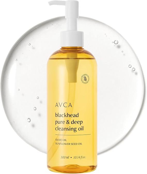 AVCA Jumbo Size Blackhead Remover Cleansing Oil 10.14 fl oz (300ml) – K-Beauty Pore Care Cleanser with PHA, Dissolves Makeup & Sebum, Gentle Exfoliating Oil Cleanser for Oily & Normal Skin