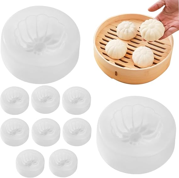 Baozi Maker Non-Stick Smooth Washable Steamed Stuffed Bun Dumpling Mould DIY PP Food Grade Pie Pastry Momo Maker for Home Kitchen Restaurant 10Pcs.