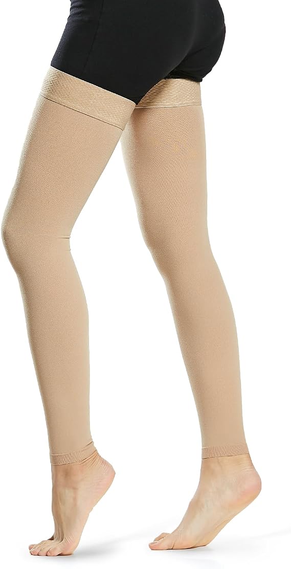 beister Thigh High Compression Socks 20-30 mmHg, Footless, Women & Men | Firm graduated support; circulation; varicose veins; edema; pregnancy; travel; recovery; silicone grip band; reduced slipping