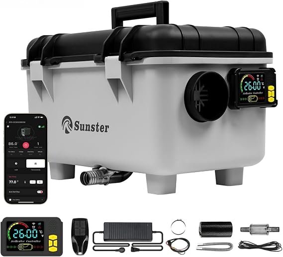 TB30 8KW 110V/12V/24V Toolbox Diesel Air Heater, Bluetooth APP control Parking Heater, w/Auto Start-Stop, Ventilation Mode, Low Noise, for RV Truck Boat Car Shop Garage House Camper