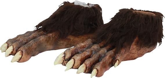 Ghoulish Productions Wolf Feet Deluxe Accessory. Fur Wolf Feet Brown, Wolf Feet Latex Fur, Brown Wolf Accessories Costume. Werewolves Line. One Size Latex Feet