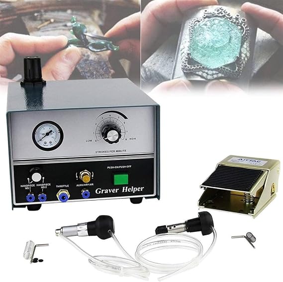 ZIJINGY Double-Edge Pneumatic Jewelry Engraving Machine - 60W Gold Silver Making Tools Electric Micro Inlay Roller Bead Edge