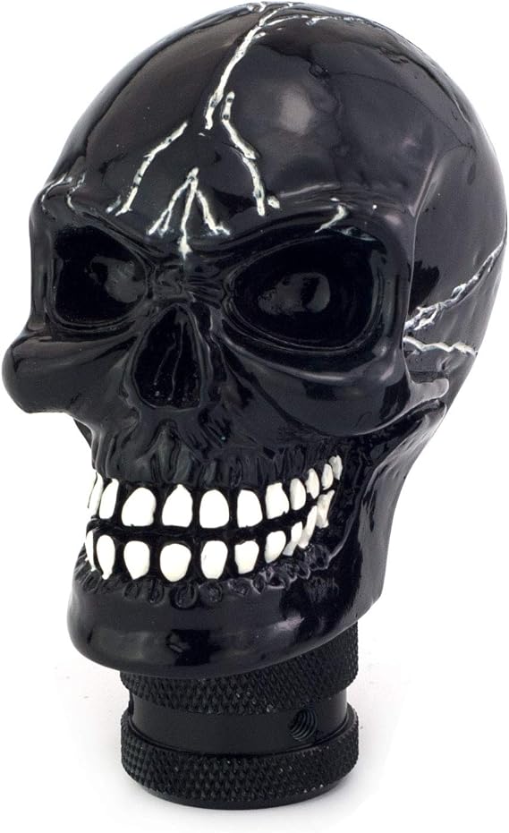 Skull MT Car Stick Shifter Handle, Gear Shift Knob Small Teeth Devil Skeleton Style Fit Most Manual Automatic Transmissions, Black