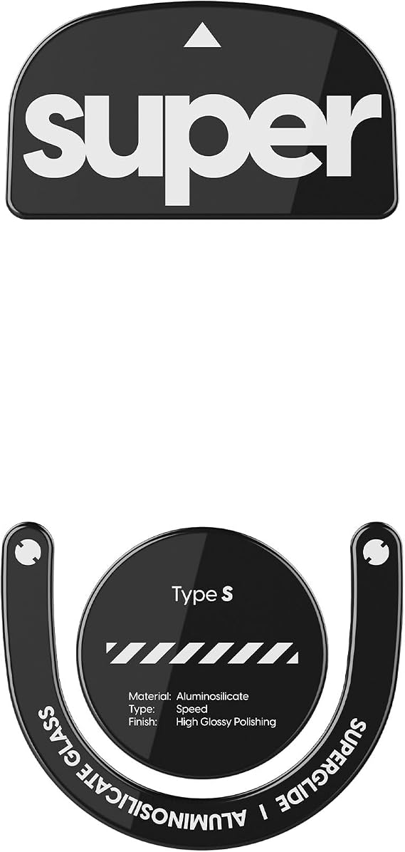 Superglide Glass Mouse Skates - Super Smooth Glide, Polished Round Edge, Super Fast Gaming Mouse Feet with Durable Sole for Logitech G Pro X Superlight2 (Type-S, Black)