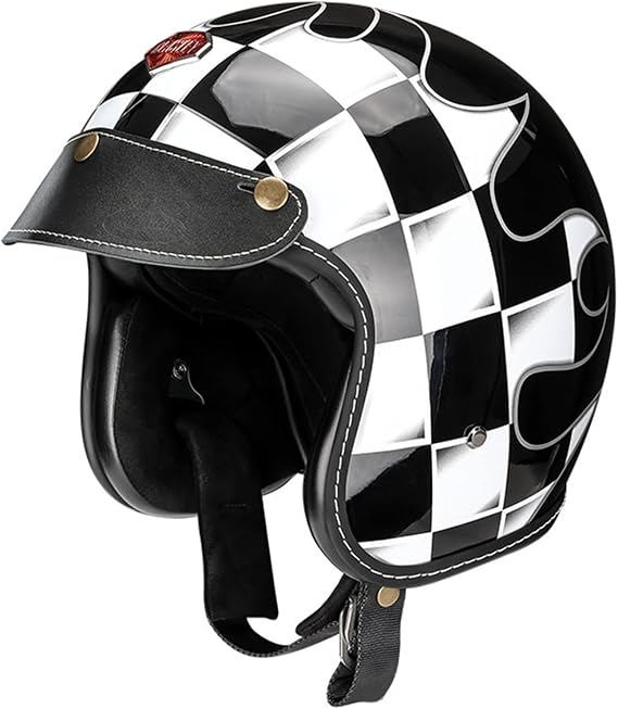 Open Face Motocycle Helmet Cap Scooter Retro Vintage Helmet for Men Women DOT Certified Motorcycle Helmet 3/4 for Moped Cruiser Cafe Racer Street Bike Vintage Jet