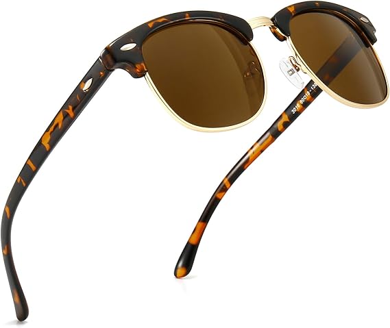 SUNGAIT Polarized Sunglasses for Men and Women, Classic Half-Frame Retro Shades for Driving, Travel, and Outdoor Activities