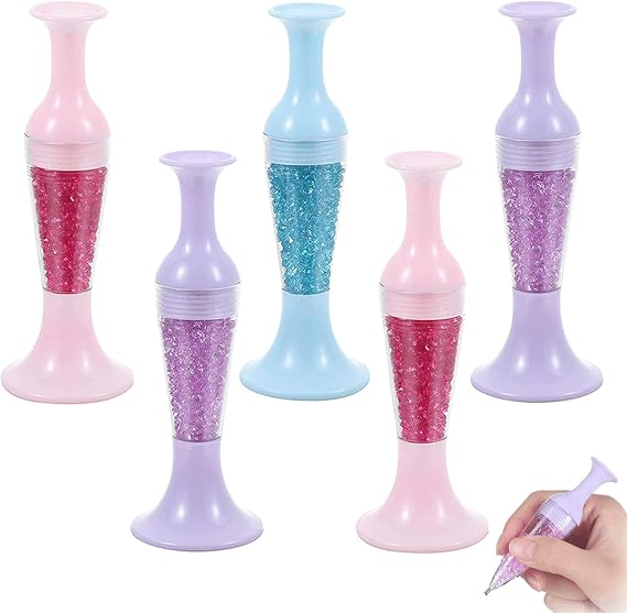 Diamond Art Pens, Diamond Vase Pen, Diamond Art Dispenser, Standable Vase Plastic Diamond Painting Point Drill Pen, Dotting Tool for Nail Art Crafts Making (5 Pcs Art Pens)