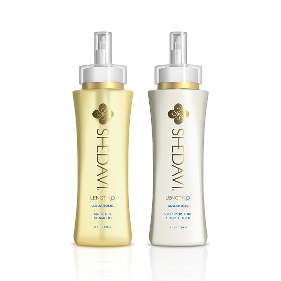 Shedavi LENGTH2OTM AquaholicTM Moisture Shampoo + Conditioner Duo - Moisturizes Dry Hair, Silicone-Free, Sulfate-Free, Vegan Hydrating Shampoo and Conditioner for Women, Safe for Color-Treated Hair