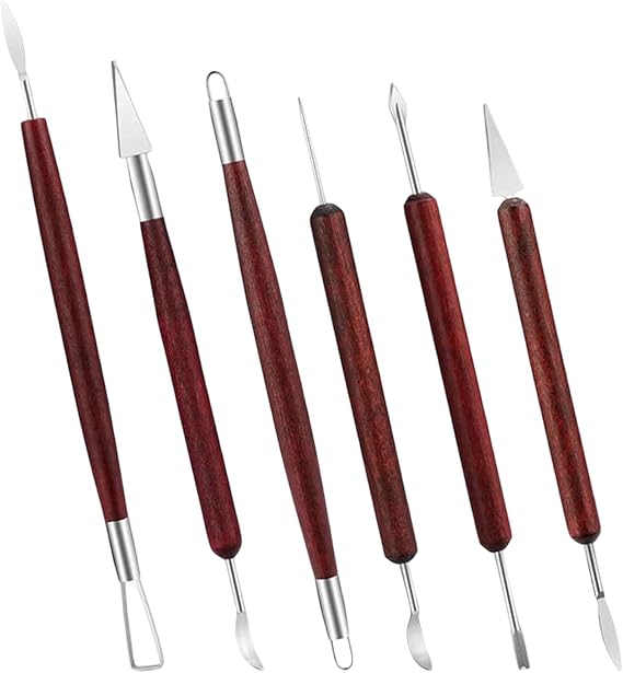 Clay Sculpting Modelling Tools, 6pcs Wax Carving Engraving Tools Pottery Air Dry Clay Tool Sculpting Set for Art Crafts DIY Pottery Sculpture