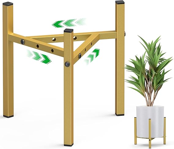 Metal Plant Stands Indoor Adjustable，Plant Pot Stand 20-30cm,Plant Holder for Outdoor Home Garden Corner Porch, Flower Stand for Living Room Bedroom-Gold 1 Pack
