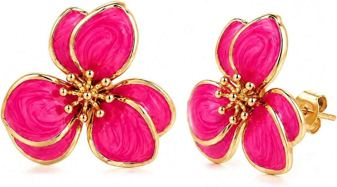 Gold Flower Earrings for Women Floral Statement Trendy Elegant 2026 Spring Dresses Outfits Fashion Jewelry Accessories
