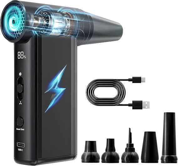 LYDARZ Violent Mini Jet Fan, Compressed Air Duster 130000 RPM Cordless Powerful Blower with High Speed Duct Fan, Brushless Motor Jet Dry Fan for Electronics Cleaning, Cars and Home Appliances