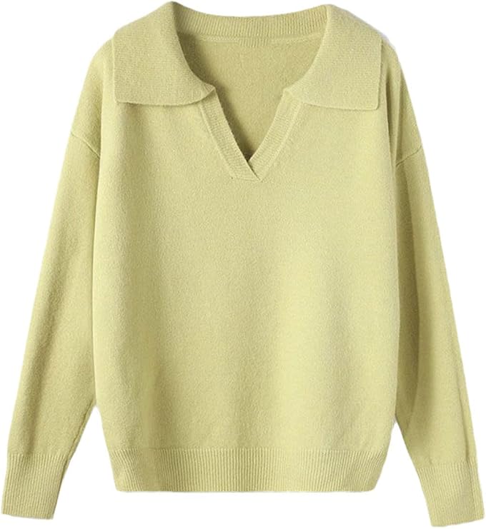 Women Cashmere Sweater Pullover Oversize Collar Sweater Long Sleeve Loose Knit Jumper Pullover