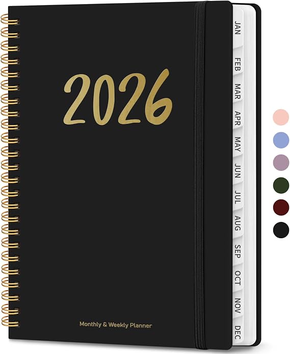 ZOTIA Planner 2026-2027 Weekly & Monthly Calendar Planner Jul 2026-Jun 2027 | A5 (6.3" x 8.5") Hardcover Academic Planner Student Teacher Planning Agenda Calendar Book with Tabs, Black