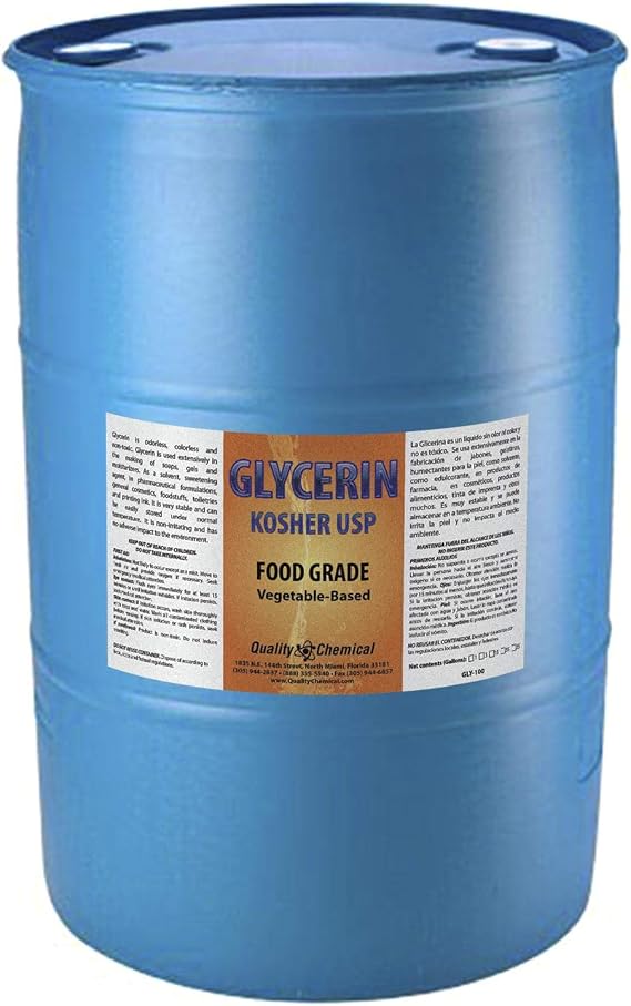 Vegetable Glycerin - All Natural, Kosher, USP Grade - Premium Quality Liquid Glycerin, Excellent Emollient Qualities, Amazing Skin and Hair Benefits, DIY beauty products-55 gallon drum