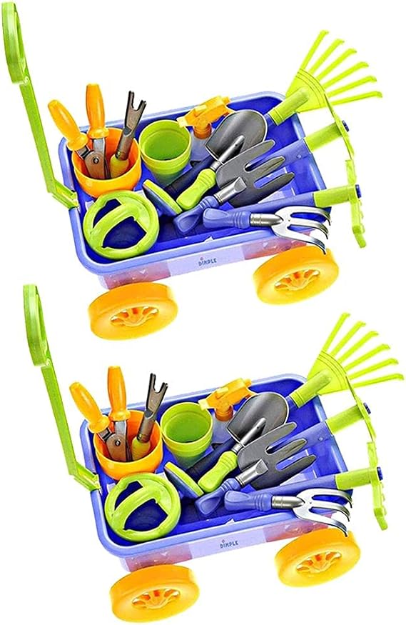 Dimple Blue Garden Wagon & Tools Toy Set, 15 Pc Kids Gardening Play Set