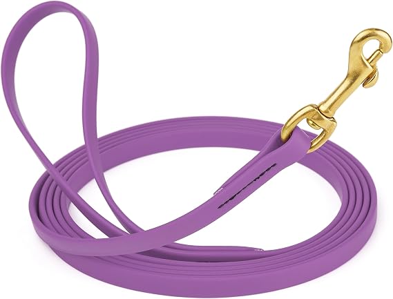 Viper Biothane K9 Working Dog Leash Waterproof Lead for Tracking Training Schutzhund Odor-Proof Long Line with Solid Brass Snap for Puppy Medium and Large Dogs, 10ft Amethyst Purple