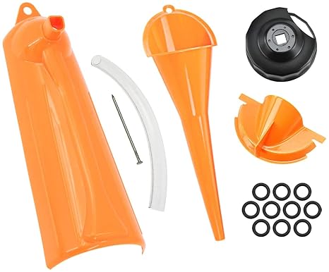 Oil Change Funnel Kit for Harley Touring Sportster Dyna Softail | Primary Case Oil Funnel, Filter Cap Wrench, Crankcase Fill Tool, Drip-Free Oil Filter Tool, 10Pcs Drain Plug O-Rings