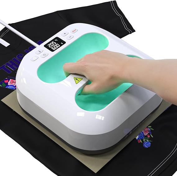 Heat Press Plotter 22.8 cm x 22.8 cm / 9in x9in / 9 x 9 Inch Heating Plotter Portable T-Shirt Plotter Machine with Timer Quick Heating & Automatic Shut-Off DIY Buigel Press for Clothes and Bags