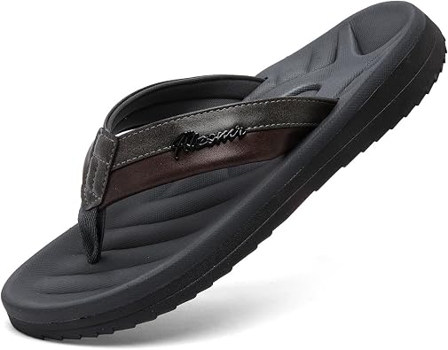 Men's Flip Flops Sandal Casual Comfortable Outdoor Thong Sandals for Men Summer Beach Slides Non-Slip Lightweight Shoes with Soft Cushion Arch Support(A2151-Grey-5.5)