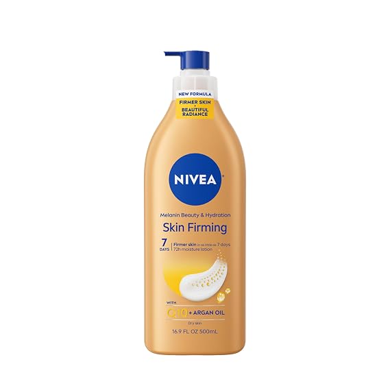 NIVEA Skin Firming Melanin Beauty & Hydration Body Lotion, Q10, 16.9 Fl Oz